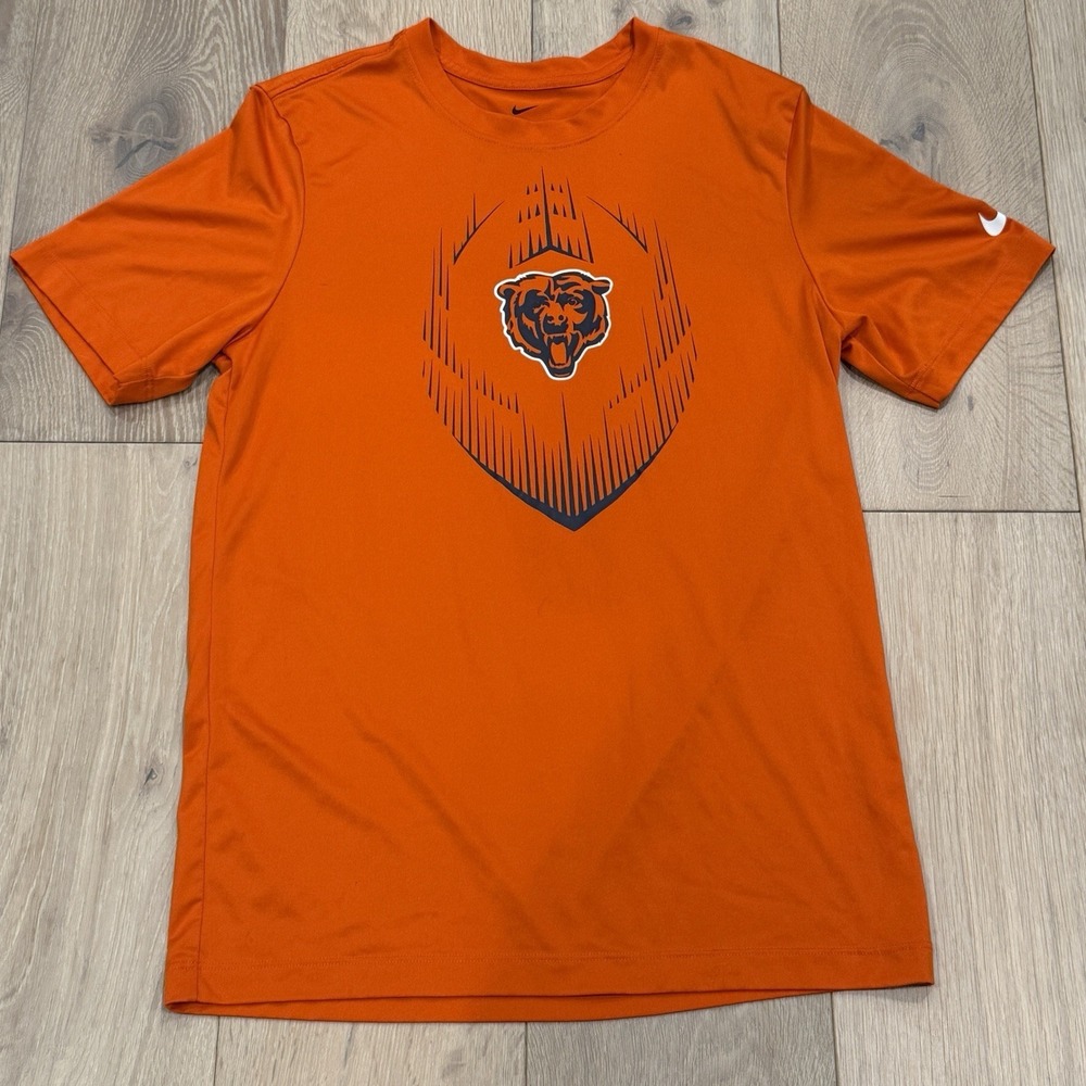 Chicago Bears NFL‎ Orange Nike Dri Fit Short Sleeve Athletic Shirt Mens M